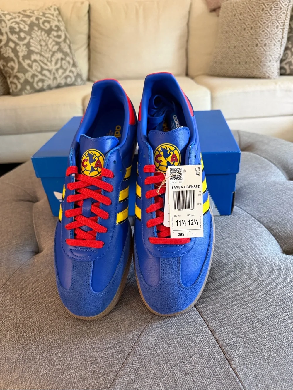 adidas Blue and Yellow Samba Gum Sole Sneakers
